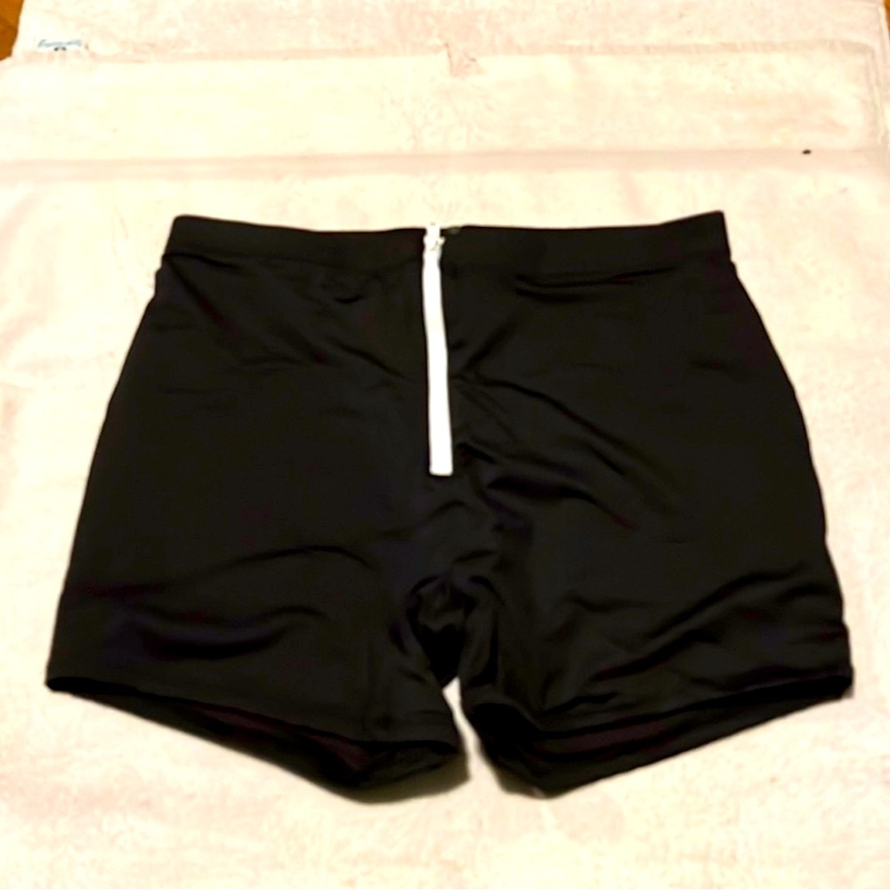 Women’s Black Swim Shorts with Front Zip